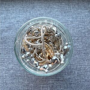 Dainty Silver and Gold Mystery Jewlery Jar